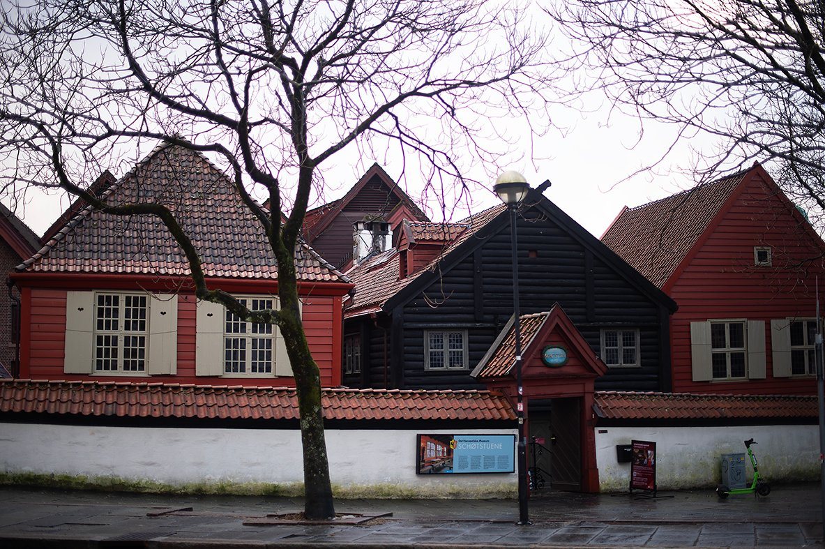 Old Bergen museum with historic wooden houses